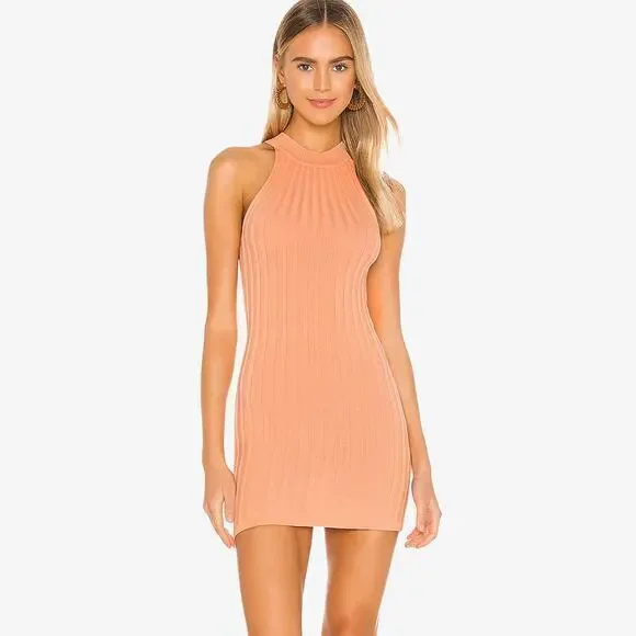 Superdown Milana Knit Mini Dress Size XS Orange Ribbed Bodycon Soft Girl Party - Picture 1 of 5